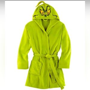 The Grinch Robe Character Face Hood w/Belt Tie Adult Small New